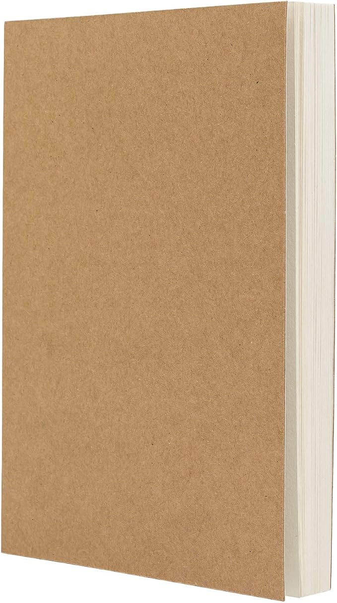 LayFlat Sketchbook - 3.75 x 5.3 Inches - Kraft Blank Note Book, 64 Sheets, Thick 100gsm Paper, for Drawing, Sketching, and journaling