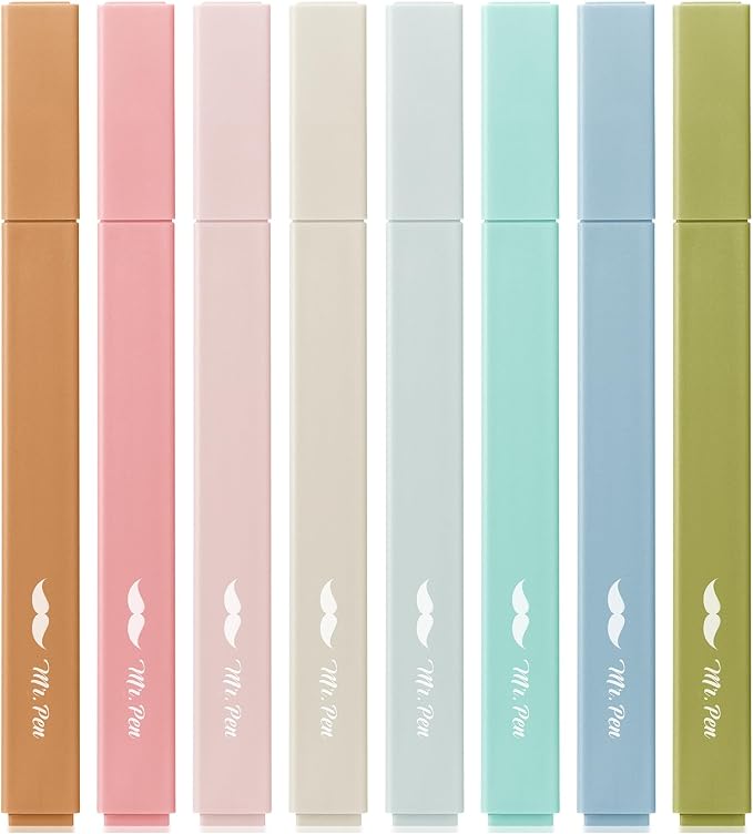 Mr. Pen- Aesthetic Highlighters No Bleed, 8 Pack, Assorted Colors | Chisel Tip, Cute Highlighters Assorted Colors for Journaling, Highlighting, Underlining, Fast Dry, Back to School Supplies