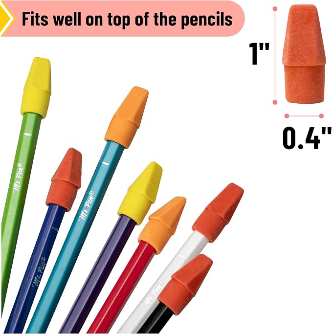 Mr. Pen- Pencil Erasers Toppers, 30 Pack, Colorful | No-Smudge Cap Pencil Erasers for Precise Erasing, Kids, Teachers, Studying Supplies, Sunset Scheme