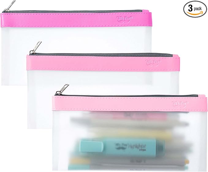 Mr. Pen- Clear Pencil Pouch, 8.50"x4.25", 3 Pack, Durable TPU Material | Medium Water-Resistant Pencil Bags with Smooth Zipper, Multipurpose Clear Pouch for Stationery, School, Office