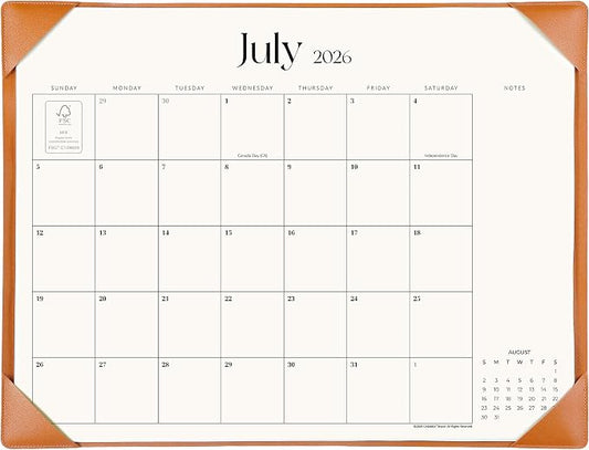 Simplified Desk Calendar 2026 with Desktop Mat, Cabbrix Large Desk Pad Calendar 21" x 16-1/2" Including January 2026 to June 2027 Desk Blotter Calendar for Home School and Office (Brown)