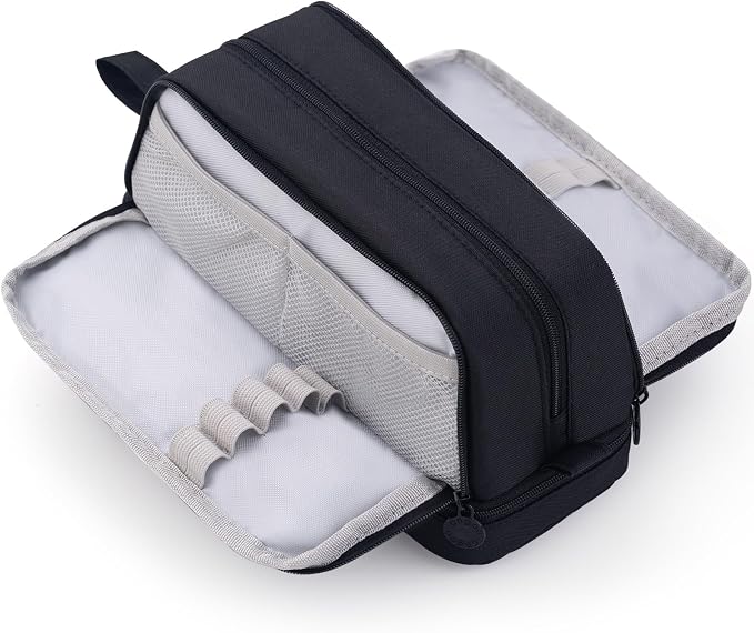 CICIMELON Large Capacity Pen Pencil Case with 4 Compartments, Multi-Slot Pencil Pouch Bag Aesthetic School Supplies Organizer for Teens Adults (Black)