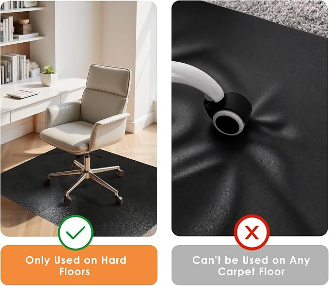 Kuyal Chair mat for Hardwood Floor 46 x 46 inches Rectangle Floor Mats Wood/Tile Protection Mat for Office & Home, Black