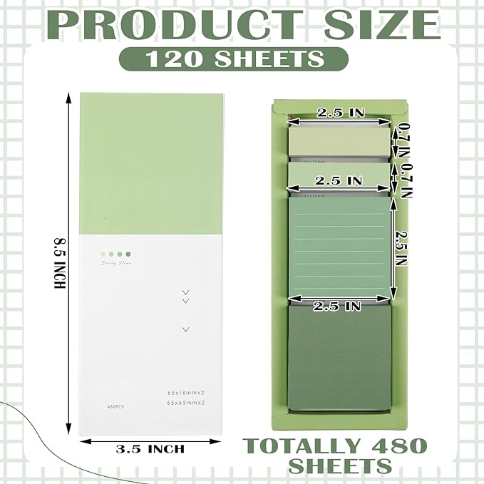 Resurhang Sage Green Office Desk Accessories Aesthetic School Supplies Pens Sticky Note Set 6 Mini Correction Tape 6 Retractable Black Ink Pens 0.5 mm Fine Point Pen Self Stick Index Tabs(Green)