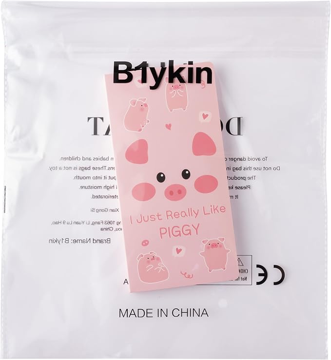 B1ykin Sticky Notes Set - 550 Sheets Memo Writing Pad Pink Piggy Design | Self-Stick Notes Pages, Teacher Appreciation Gift, School Office Supplies, I Just Really Like Piggy Design