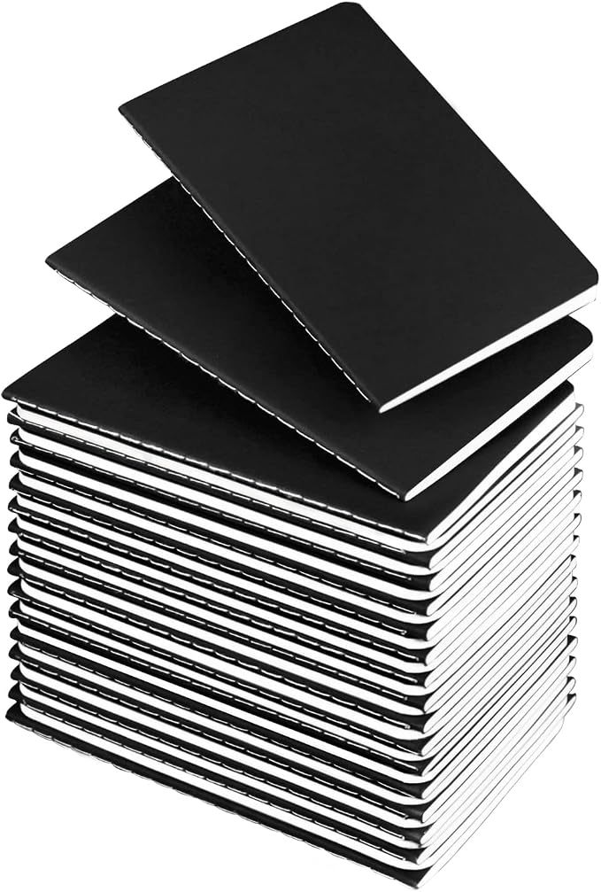 Lzerking Mini Notepads Bulk 36 Pack Small Journal Pocket Notepad-Black Cover Notebooks 3.5 x 5.5 Inches, 30 Sheets/60 Pages, for Kids to Writing
