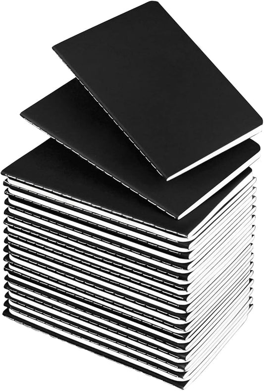 Lzerking Mini Notepads Bulk 36 Pack Small Journal Pocket Notepad-Black Cover Notebooks 3.5 x 5.5 Inches, 30 Sheets/60 Pages, for Kids to Writing