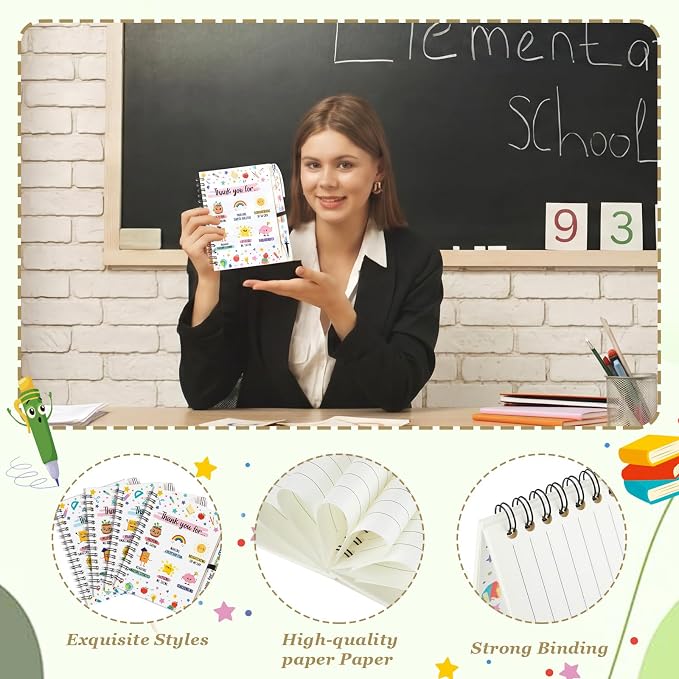 Colarr 12 Sets Teacher Appreciation Notebooks and Ballpoint Pens Teacher Appreciation Gifts Bulk Thank You for Helping Me Grow Gifts Spiral Notebooks for School Office Supplies