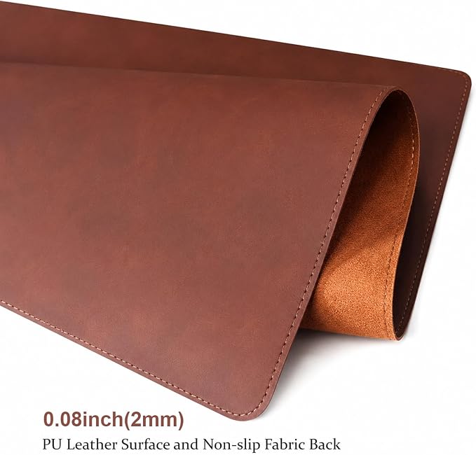 Leather Desk Mat,Office Writing Desk Pad,Large 31.5" x 15.8" Red Brown,for Top of Desks,Gift Ready Elegant Computer Desk Cover Protector PU Leather