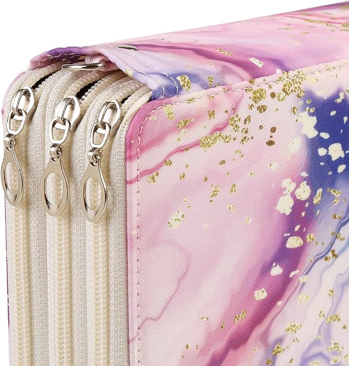 120 Slots Colored Pencil Case Organizer, 3 Layer Bag | Twill Oxford fabric,127 elastic loops,detachable handle,for travel, home storage,drawing tools,creative gifts