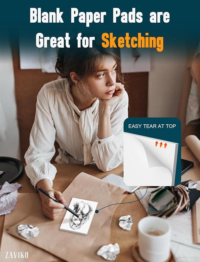 12 Pack Mini Note Pads 3x5 Inch, Scratch Pads for Writing, 50 Sheets Per Small Notepads, Tear Off Blank Notepads 3x5, Unlined Memo Pad of Paper, Server Note Pads Suitable for To Do Grocery List