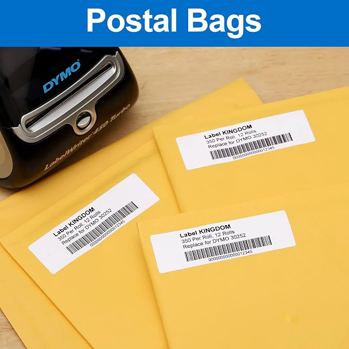 Compatible with DYMO LW 30252 Thermal Label Maker Refill 1-1/8" x 3-1/2" | 12 Roll, 28 x 89 mm, 350/roll, Compatible with LabelWriter 450 Twin Turbo 4XL printer, For multipurpose address barcode Label