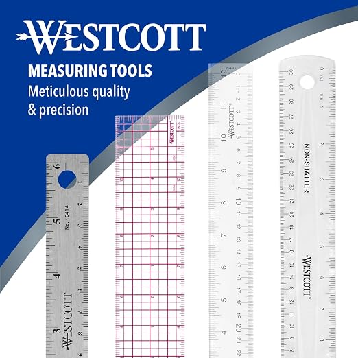 Westcott 8ths 12-Inch Beveled Transparent Ruler (B-60)