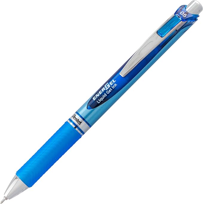 Pentel® EnerGel™ RTX Retractable Liquid Gel Pens, Fine Point, 0.5 mm, 54% Recycled, Assorted Barrel Colors, Blue Ink, Pack Of 12 Pens
