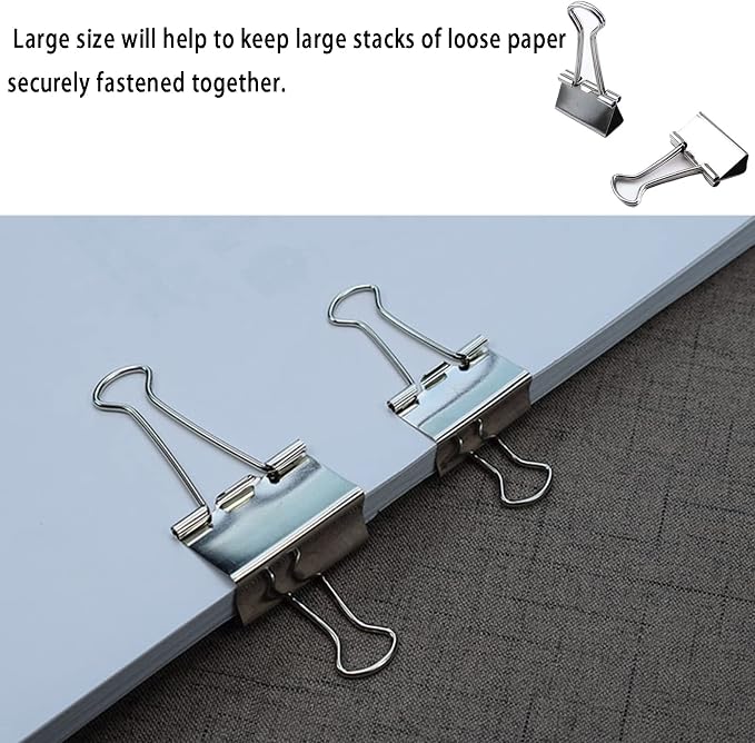 Extra Large Binder Clips 2 Inch (40 Pack), Big Paper Clamps for Office and Home Supplies, Silver