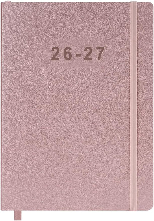 26-27 Academic Planner - Weekly and Monthly Planner, Jul 2026 - Jun 2027, Vegan Leather Cover, Elastic Closure, 7”x9.25”, Rose Gold