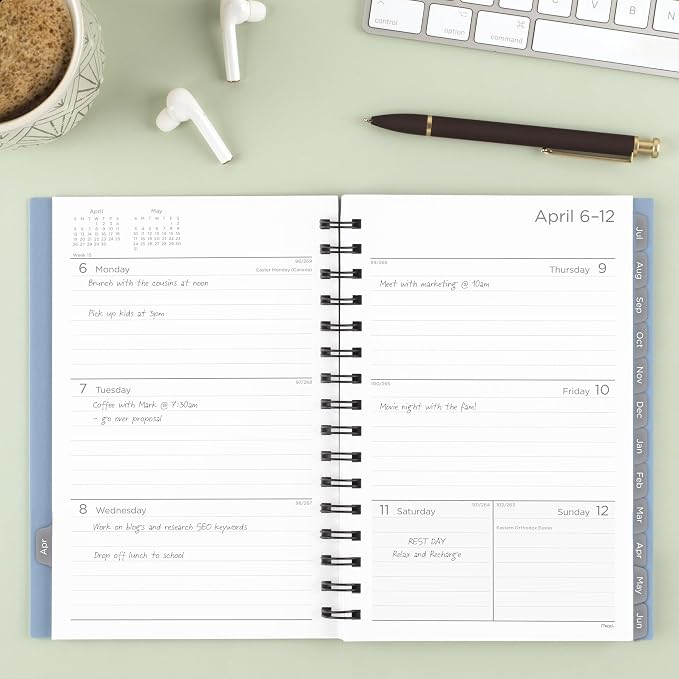 Mead Planner 2026-2027 Weekly & Monthly Academic 15-Month April-June, 5.5" x 8.5", Composure Blue (CAW42020) (Pack of 12)