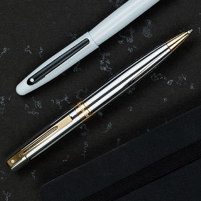 Sheaffer 300 Chrome Ballpoint Pen with Gold Tone Trim