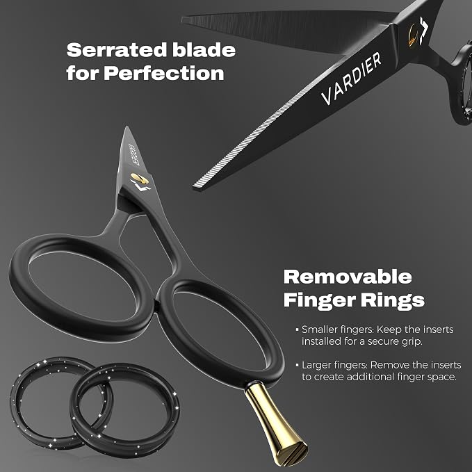 6.5” Hair Cutting Scissors – Professional Stainless Steel Barber Shears with Micro-Serrated Blades, No-Slip Precision Cut – Gift-Boxed with Leather Pouch for Salon & Home (Matte Black)