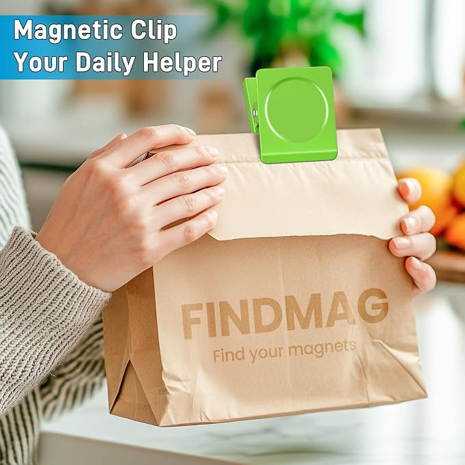FINDMAG 4 Pack Magnet Clips, Colorful Magnetic Clips for Refrigerator Use