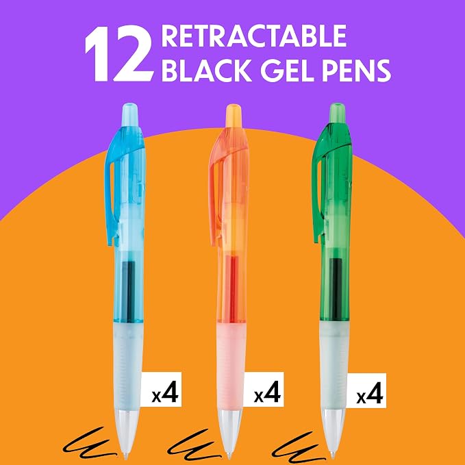 BIC Intensity Clic Black Gel Pens, Medium Point (0.7mm), 12-Count Pack, Retractable Gel Pens With Comfortable Grip (packaging may vary)