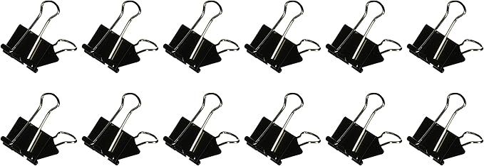 Officemate International Corp. 99050 Binder Clips,Medium,1-1/4-Inch Wide,5/8-Inch Cap, 12/BX, Black/Silver