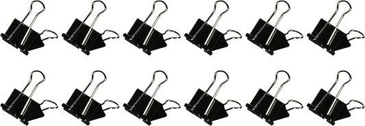 Officemate International Corp. 99050 Binder Clips,Medium,1-1/4-Inch Wide,5/8-Inch Cap, 12/BX, Black/Silver