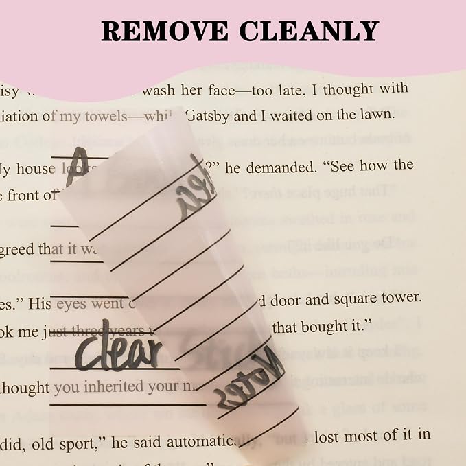 YOUDEFUL 800Pcs Transparent Sticky Notes, Pink Clear Sticky Notes with Lined, 3"x3" Waterproof Translucent Sticky Note Pads, Index Tabs, Clear Post it Notes for Bible Study, See Through Sticky Notes