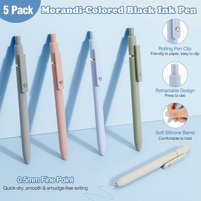 MoKo Pencil Case with Supplies, 60Pcs Aesthetic School Set, Pink | Includes highlighters, gel and ballpoint pens, mechanical pencils, refills, sticky notes, correction tapes and rulers.