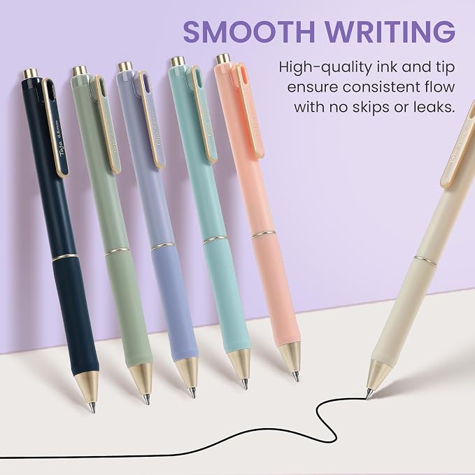 Cute Pencil Case With Supplies, 39 PCS Aesthetic Stationery Set with Pencil Pouch, 6 Black Ink Gel Pens, 12 Highlighters, 5 #2 HB Pencils, 4 Mechanical Pencils, Back to School Supplies - Light Purple