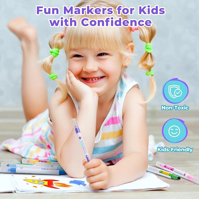 JoyCat 10 Color Changing Markers for Kids Ages 4-8, Dual Tip Magic Pens | Fun pens for kids change colors with white tips for 3D letters and secret notes; highlighters, school supplies and art gifts.