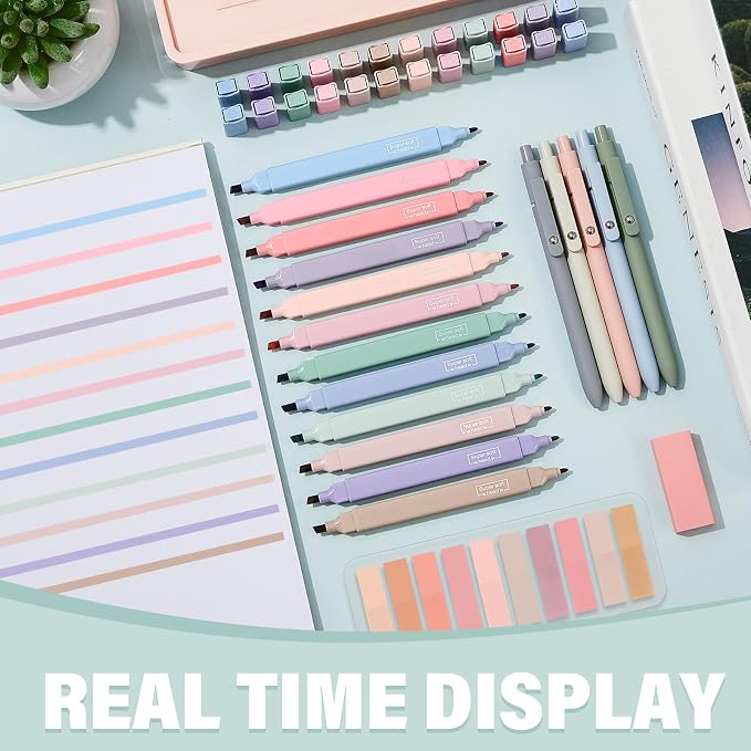Jutom 38 Pcs Book Annotation Kit for Bible Journaling Study, Aesthetic Highlighters Pens, Index Tabs, Sticky Notes, Markers for Annotating Books Bible Page Tabs Supplies(Pink Series,Square)