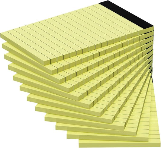 12 Pack Notepads 3x5, Perforated Yellow Memo Pads, 30 Sheets | Thick Paper, Ink Bleed Resistant, Smooth Writing Durable Cardboard Back, Easy Tear-Off,Perforated Pages, Compact Size