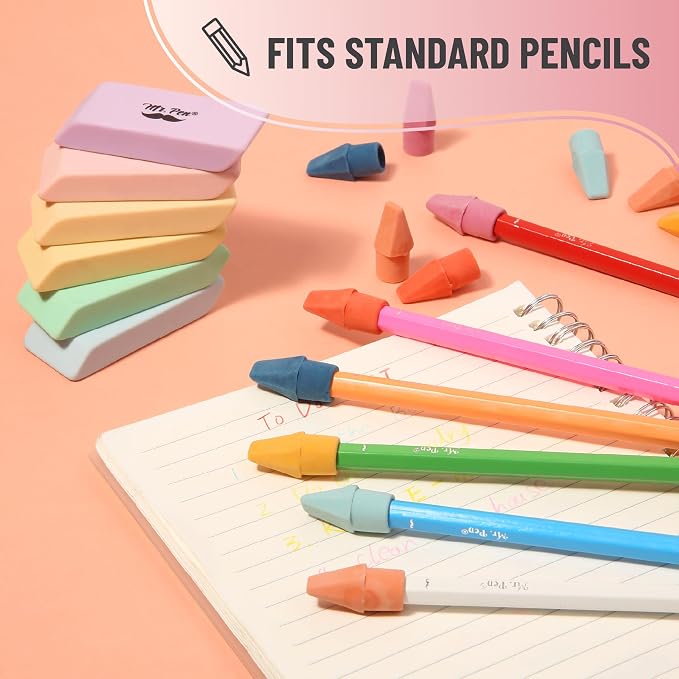 Mr. Pen- School Eraser Combination Set, 66 Pack, Colorful | Latex Free Erasers for School, Office, Art Sketching, Homework, Exams, Clean Smudge-Free Correction