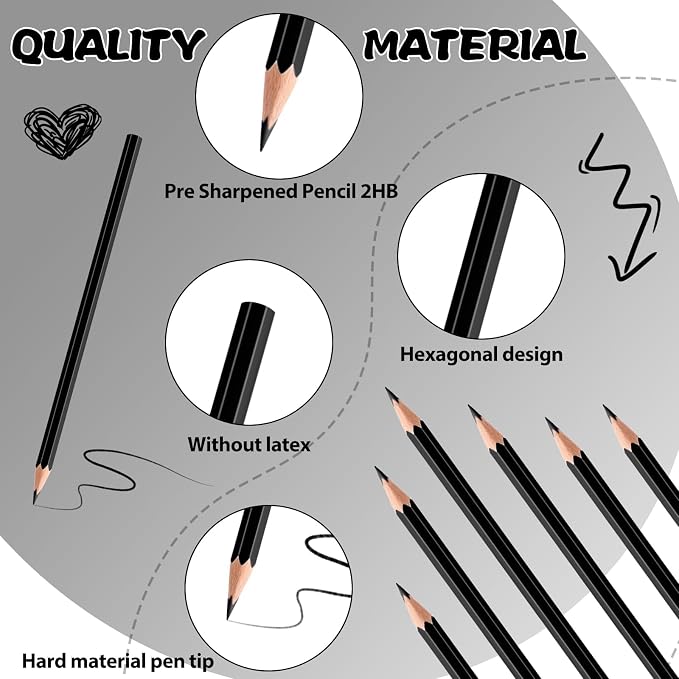 36 Pack Black Colored Pencils for Kids, Pre-sharpened Art Pencils Back to School Supplies Set, Drawing Sketching Pencils for Students, Teachers, Classroom