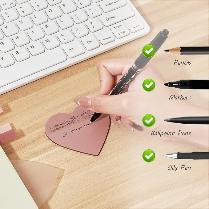 BAYTORY 500 Sheets Heart Shape Transparent Sticky Notes, 2.8 x 2.5 Inch | Colored Self-Stick Notes, Waterproof See Through Memo Pads, for Office & School Study Supplies