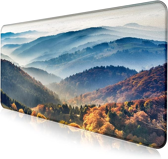 Large Mountain View Patterned Mouse Pad, Anti Slip Gaming Keyboard Desk Pad | Large Extended Mouse Pad; Full Desk Coverage; Waterproof Coating; Stable Anti-Slide Base For Gaming, Office, Study Daily Use