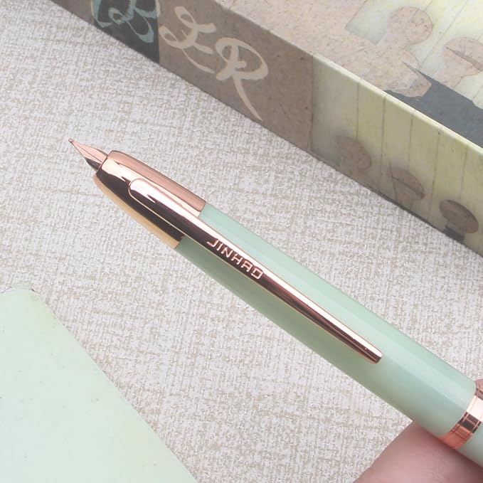 JINHAO 20 Celestial Jade Red gold clip Press Fountain Pen Elegant Luxury Ink Pen EF Nib Writing Calligraphy Pens School Supplies Stationery