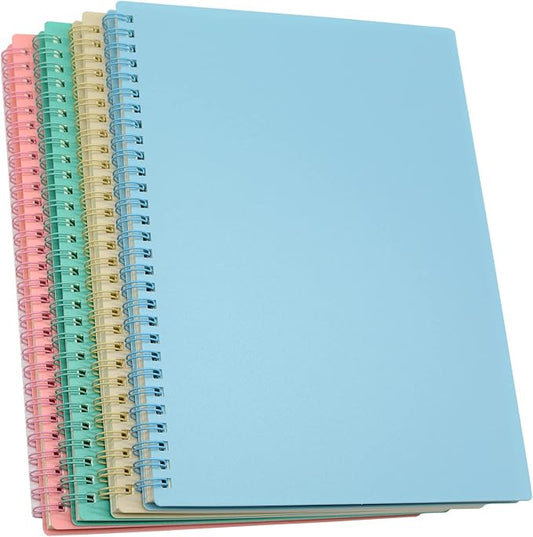 Yansanido Spiral Notebook, 4 Pcs 10.5 Inch x 7.45 Inch B5 Thick Plastic Hardcover 7mm College Ruled 4 Color 80 Sheets -160 Pages Journals for Study, Work, Travel and Notes (B5, 4 Pcs Light Color)
