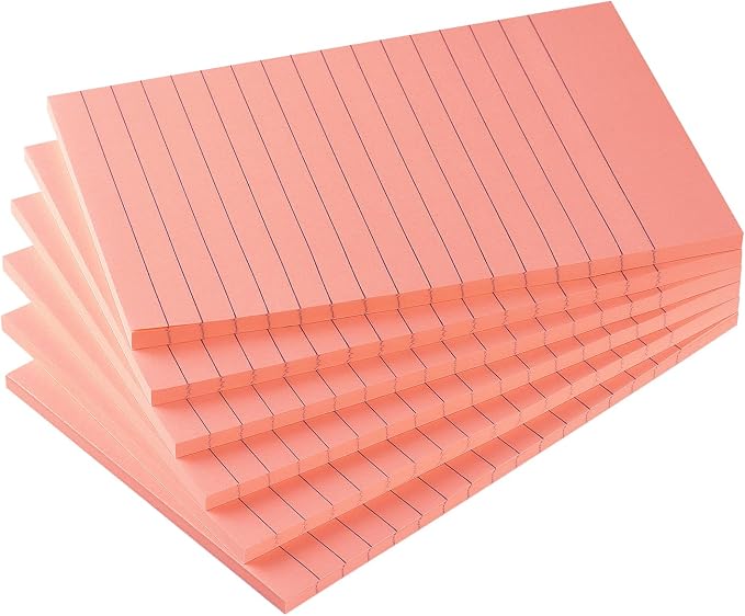 Early Buy Lined Sticky Notes, 4x6 in, 6 Pads, 45 Sheets/Pad (Pink)