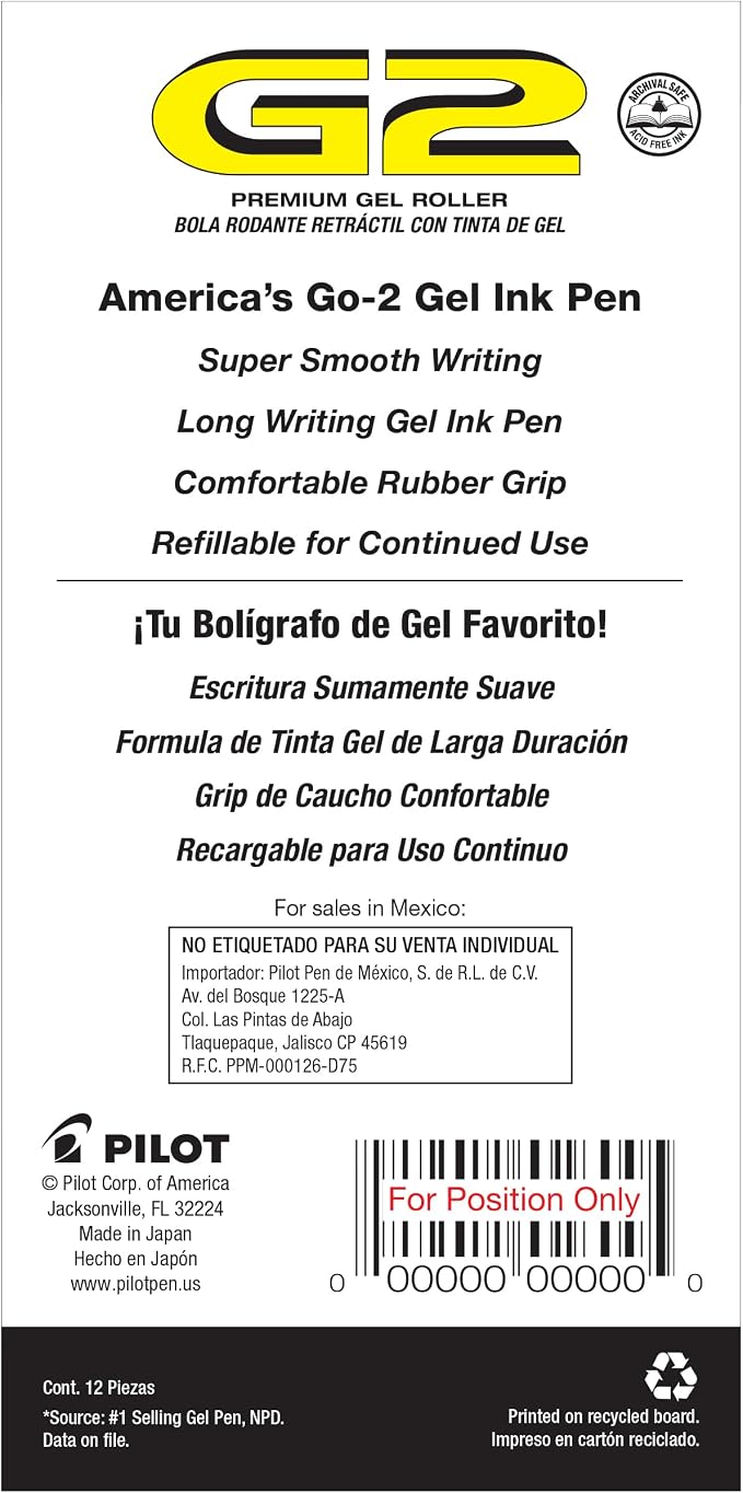 Pilot G2 Premium Gel Roller Pens, Bold Point 1 mm, Red Pens, Pack of 12 - Ideal for School, Journaling & Office Writing