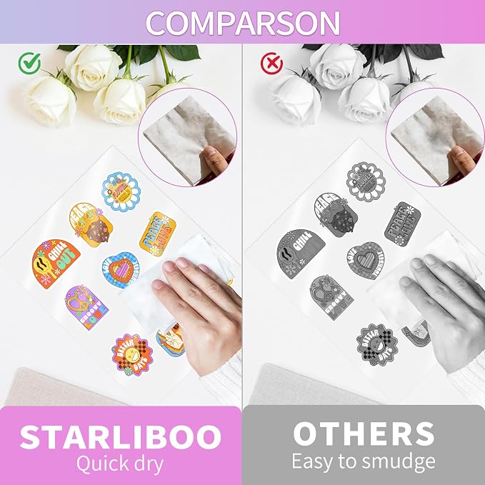STARLIBOO Clear Printable Sticker Paper, 25 Sheets Printable Clear Sticker Paper, Laser/Inkjet Printing-Letter Size (8.5" x 11")