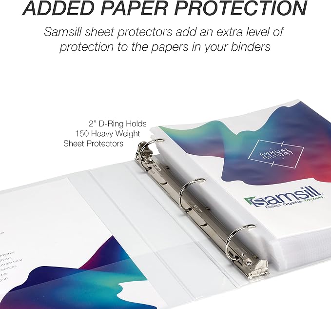 Samsill Durable 2 inch 3 Ring Binder, D Ring Binder, 100% Recycled Chipboard, White, 12 Pack