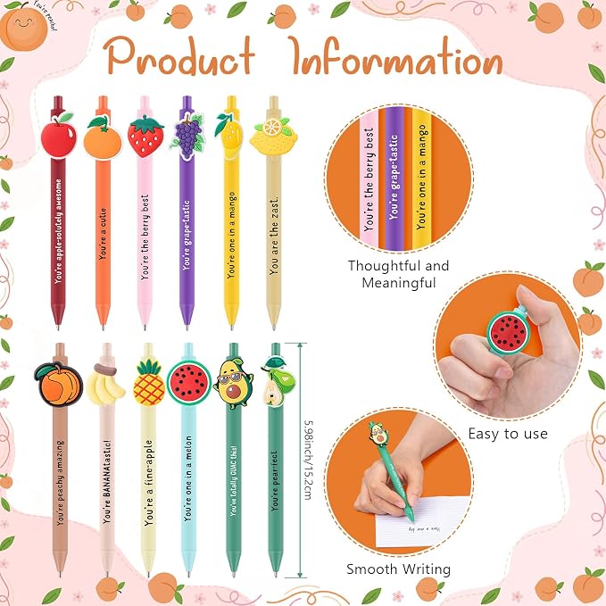 Resurhang 36 Set Inspirational Notebooks with Positive Pen Bulk,Fruit