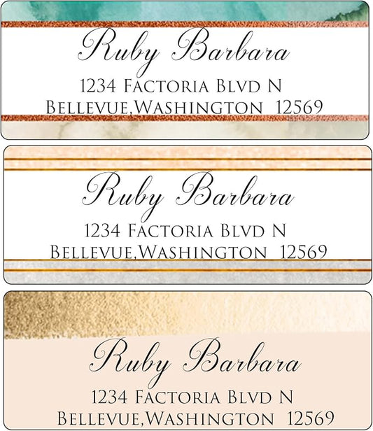 LINMAGCO Personalized Return Address Labels Gold 500 Pcs Mail Labels for Envelopes Weddings Self Adhesive Rectangle Elegant Name Stickers……