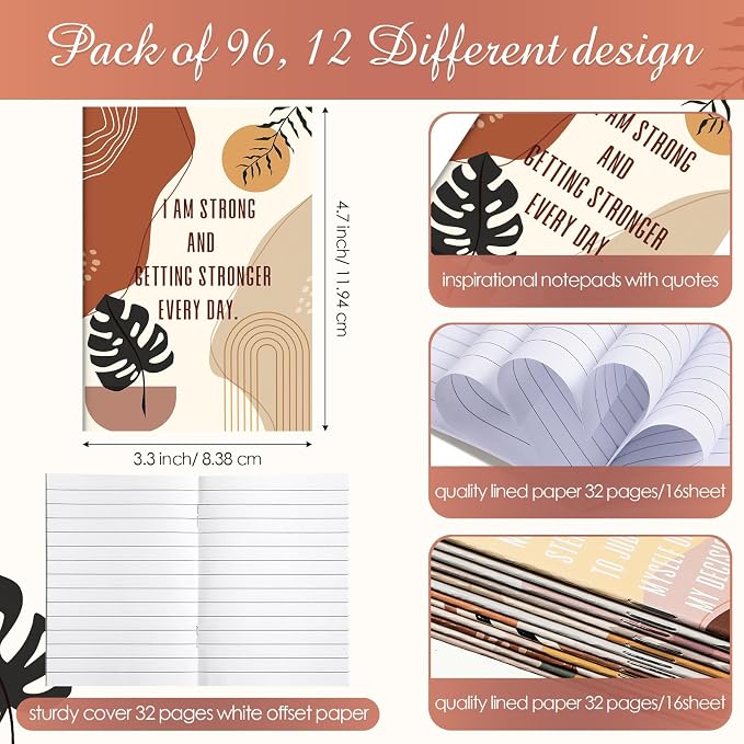 Tatuo 24 Pcs Positive Affirmation Notebooks for Women Boho Inspirational Notebook Small Motivational Encourage Notepads Daily Affirmations Journal for Student Teacher Coworker Back to School Supplies