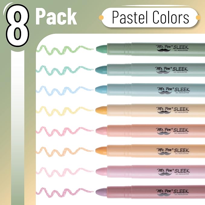 Mr. Pen- No Bleed Gel Highlighters, Pastel Colors, 8 Pack | Bible Highlighters and Pens No Bleed, Bible Markers for Study, Journaling, School Supplies and Accessories