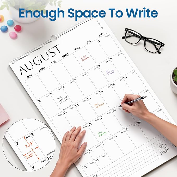 SUNEE 2026-2027 Wall Calendar Extra Large 17"x27", 21 Month July Calendar (Ends March 2028),Vertical Monthly for Wall, White Minimalism