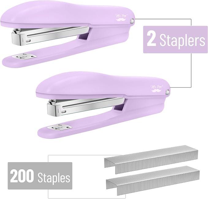 Mr. Pen- Office Stapler with Staples, 2 Pack, 200 Staples 1/4" | 20 Sheet Capacity, Desktop Stapler for Students, Office Supplies, Ergonomic Design for Comfortable Use, Jam-Free