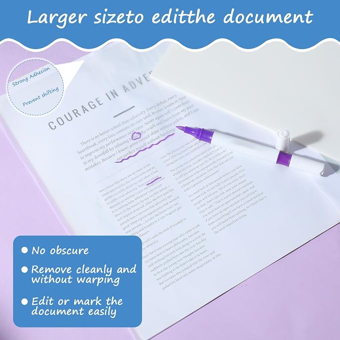 200 Sheets Large Transparent Sticky Notes, 11x8.5 Inch See Through Sticky Notes - Clear Waterproof Translucent Self-Adhesive Paper, PET Material, Ideal for Office Annotating & Organizing